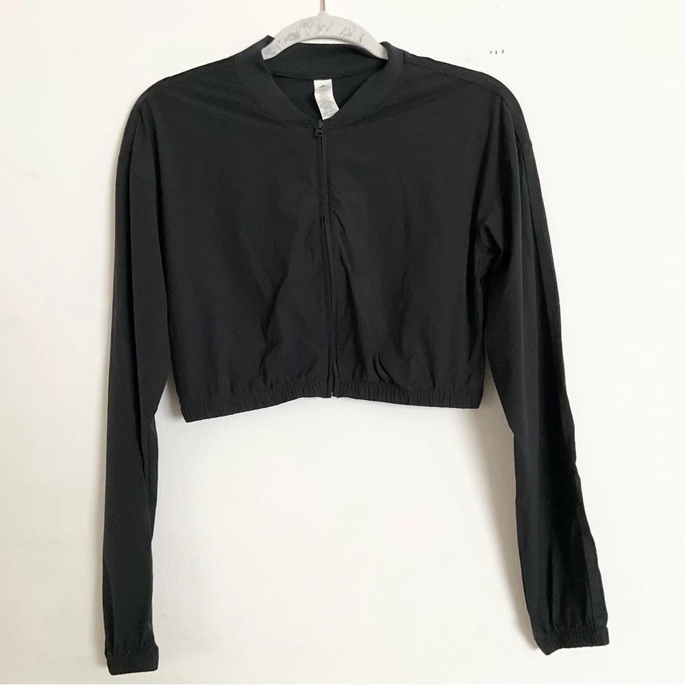 Alo Yoga Cropped Breezy Full-Zip Cover Up Black XS